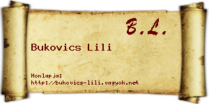 Bukovics Lili névjegykártya